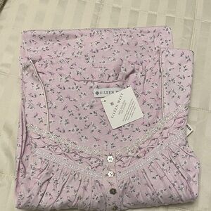 EILEEN WEST Lavender Pink Floral Cotton Nightdress